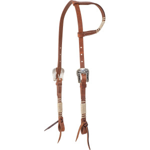 Cashel Slip Ear Harness Headstall with Braided Rawhide & Steer Head Buckles